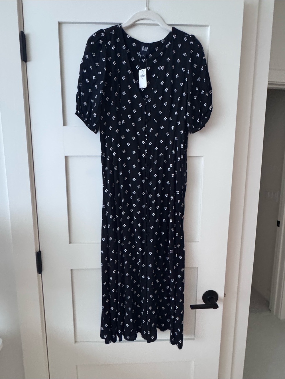 GAP Black Maxi Dress with White Floral Print